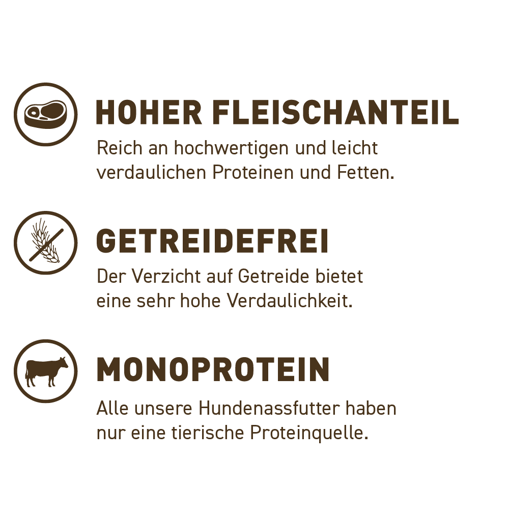 petspremium Wildes Land Rind mit Distelöl 6 x 800 g Räumungsverkauf