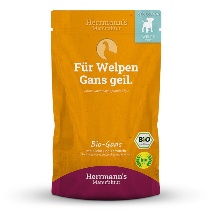 petspremium Herrmann's Bio Gans mit Kürbis und Kartoffel Selection Puppy Nassfutter 15 x 150 g