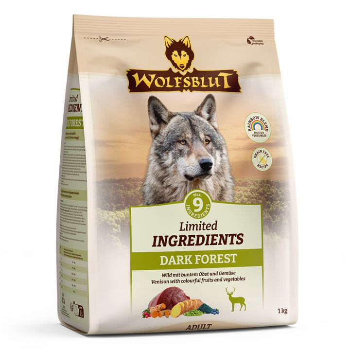 petspremium Wolfsblut Limited Ingredients Dark Forest - Wild und Süßkartoffel Adult Trockenfutter 1 kg 50% Rabatt mit kostenlosem Versand