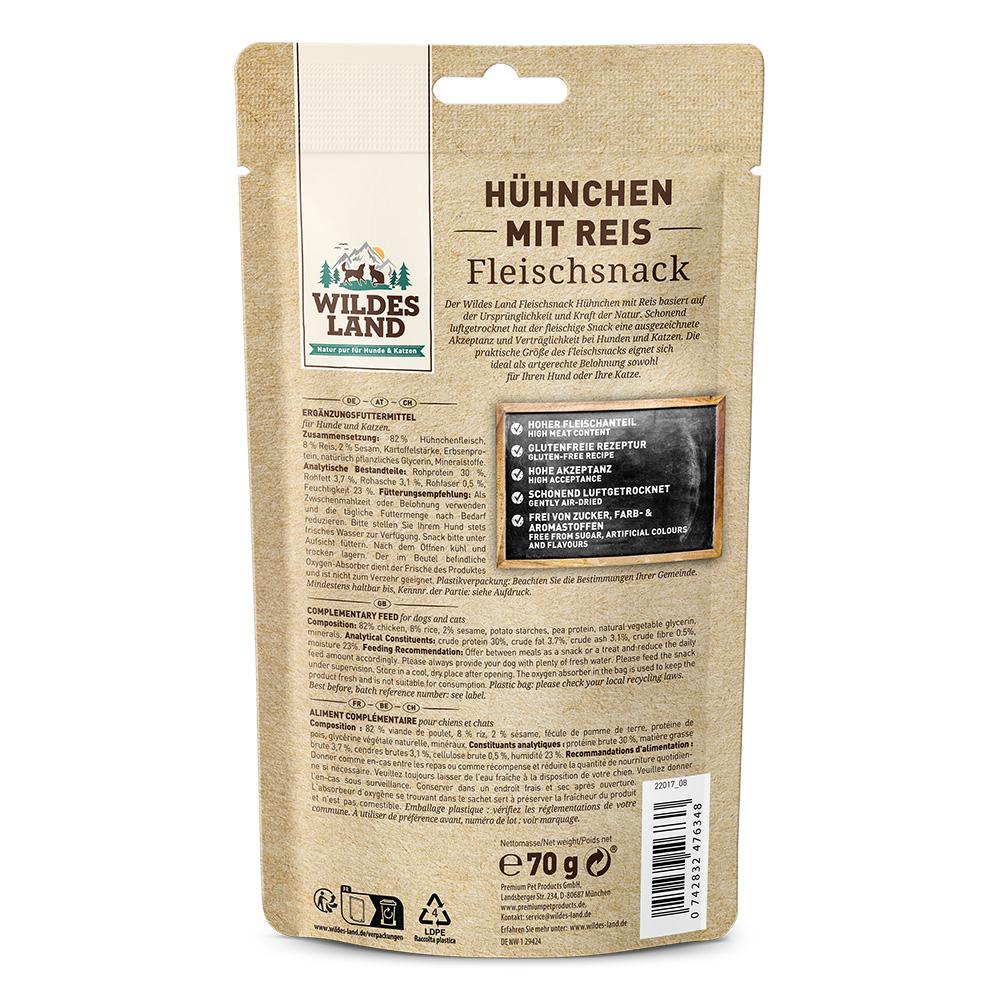 petspremium Wildes Land Hühnchen mit Reis Fleischsnacks Snack 70 g Speichern exportieren