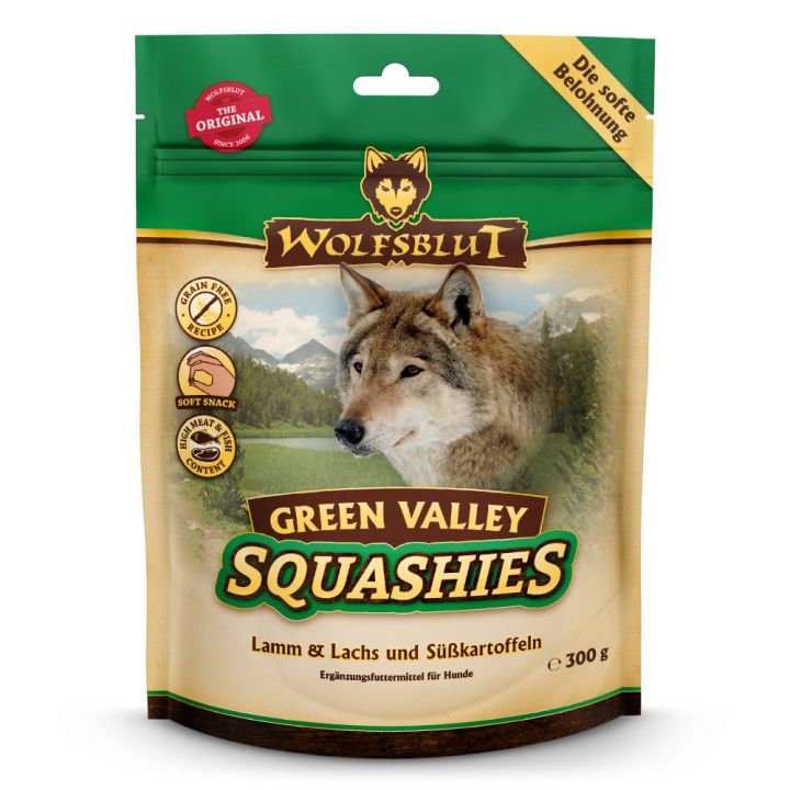 petspremium Wolfsblut Green Valley - Lamm und Lachs & Süßkartoffel Squashies Snack 300 g