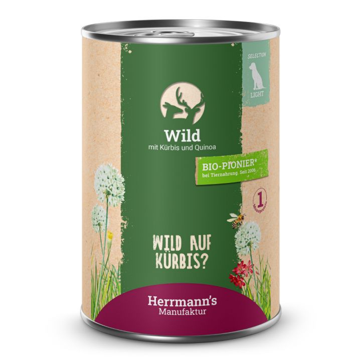petspremium Herrmann's Wild mit Kürbis und Quinoa Selection Light Nassfutter 12 x 400 g