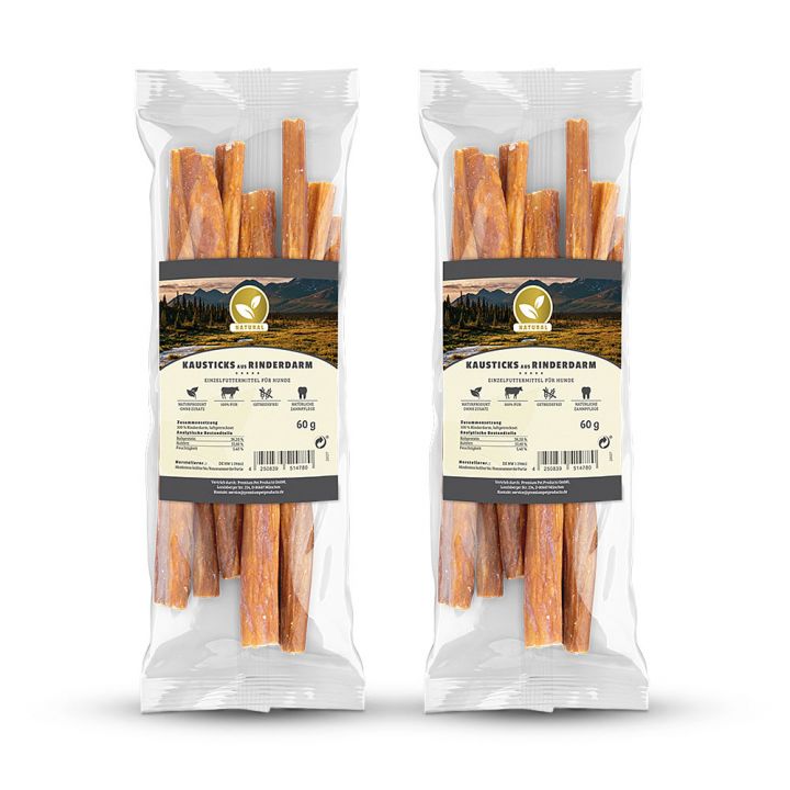 petspremium Natural Kausticks aus Rinderdarm Snack 2 x 60 g