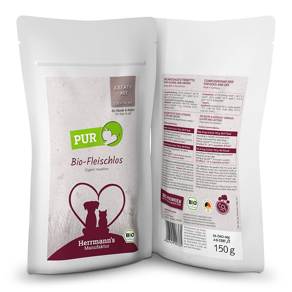 petspremium Herrmann's Bio Fleischlos Kreativ-Mix Ergänzung Nassfutter 15 x 150 g Fabrik Onlineshop