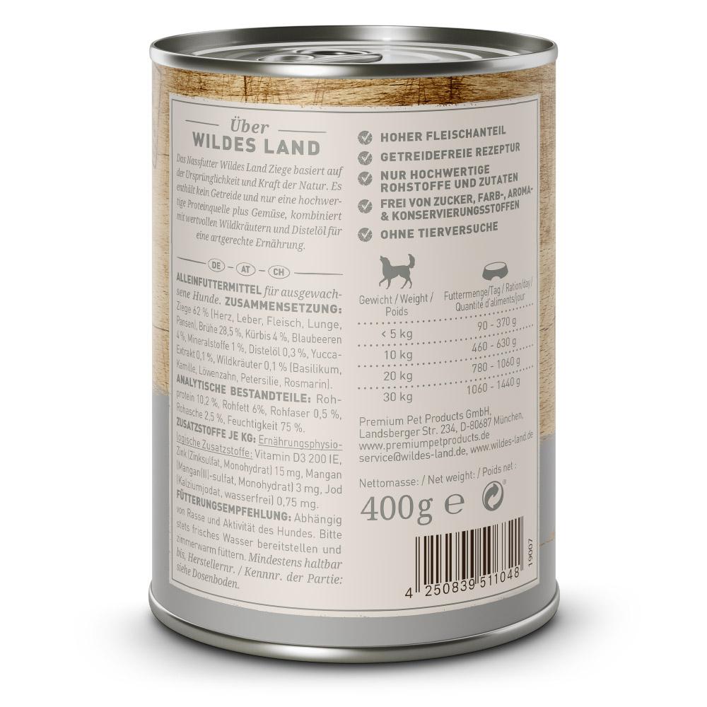 petspremium Wildes Land Ziege mit Kürbis Blaubeeren Wildkräutern und Distelöl Classic Adult Nassfutter 6 x 400 g Sonderangebot