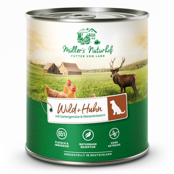 petspremium Müller’s Naturhof Wild und Huhn Traditionell Nassfutter 12 x 800 g