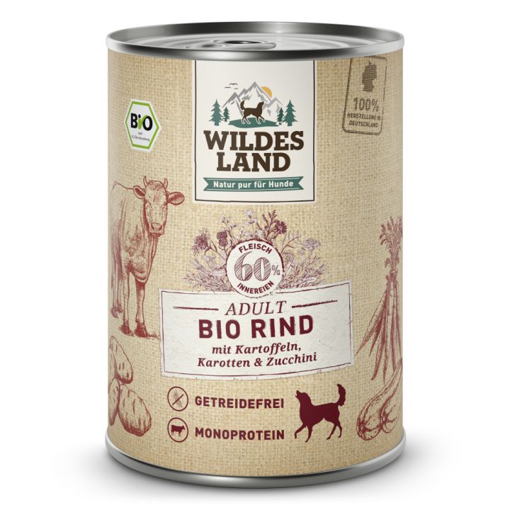 petspremium Wildes Land Rind mit Kartoffeln Karotten & Zucchini BIO Adult Nassfutter 6 x 400 g