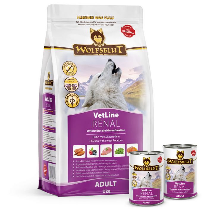 petspremium Wolfsblut Aktionspaket: VetLine RENAL Trockenfutter Nassfutter 1 Paket