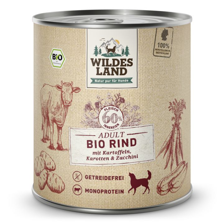 petspremium Wildes Land Rind mit Kartoffeln Karotten & Zucchini BIO Adult Nassfutter 6 x 800 g