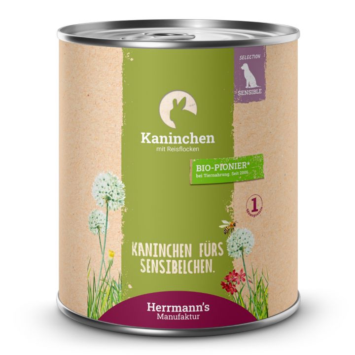 petspremium Herrmann's Kaninchen mit Reisflocken Selection Sensible Nassfutter 6 x 800 g