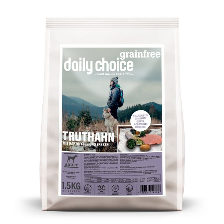 petspremium daily choice Truthahn mit Kartoffeln und Erbsen Grainfree Trockenfutter 4 x 1 5 kg