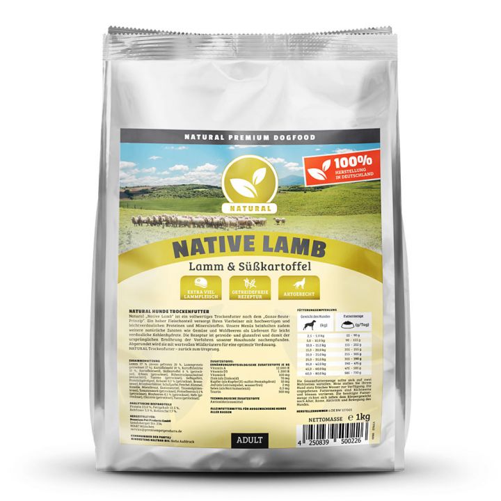 petspremium Natural Native Lamb Trockenfutter 6 x 1 kg