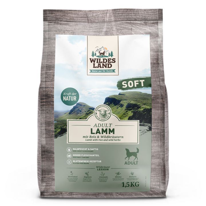 petspremium Wildes Land Lamm mit Reis und Wildkräutern Soft Adult Trockenfutter 1 5 kg Kauf eins, bekomm eins gratis