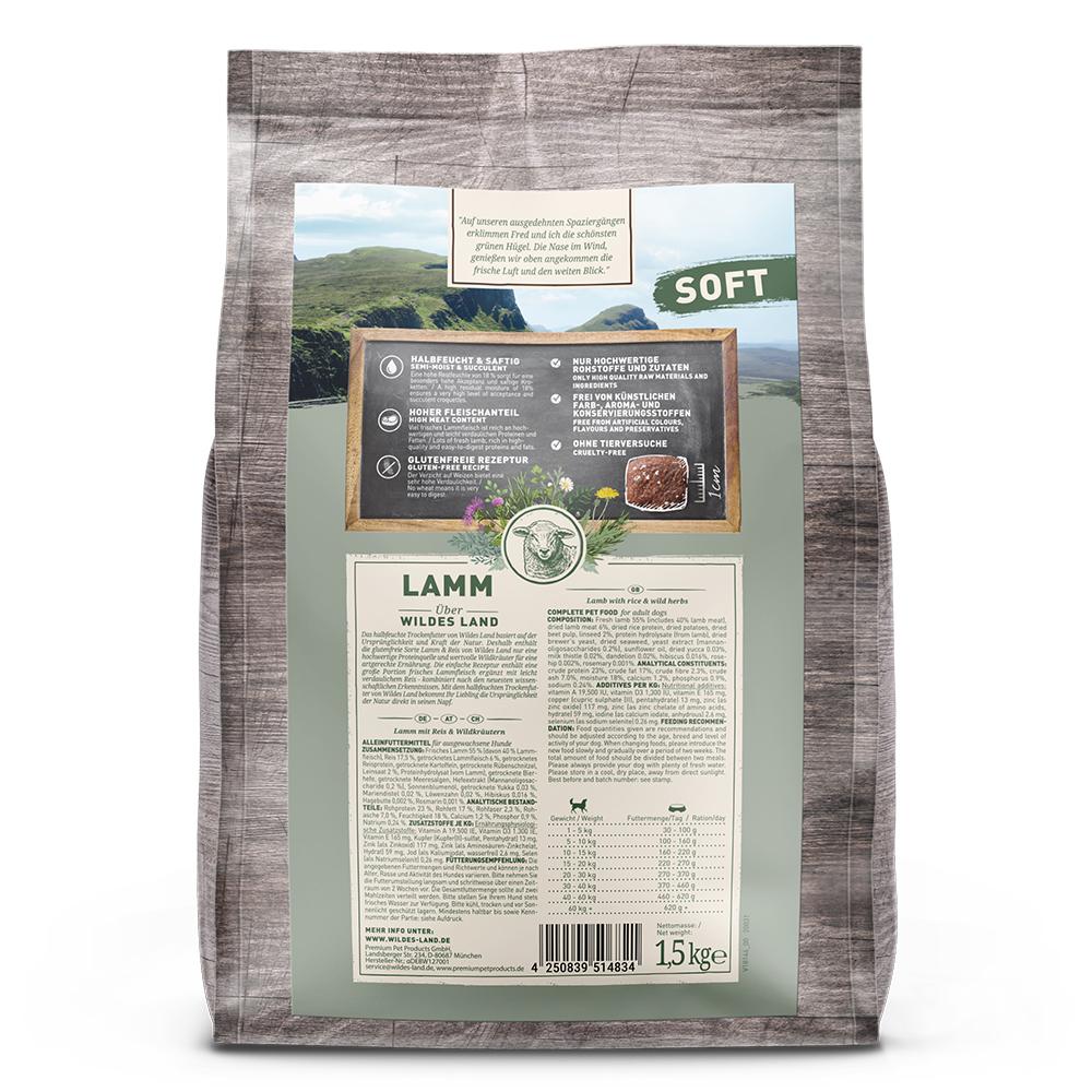 petspremium Wildes Land Lamm mit Reis und Wildkräutern Soft Adult Trockenfutter 1 5 kg Kauf eins, bekomm eins gratis