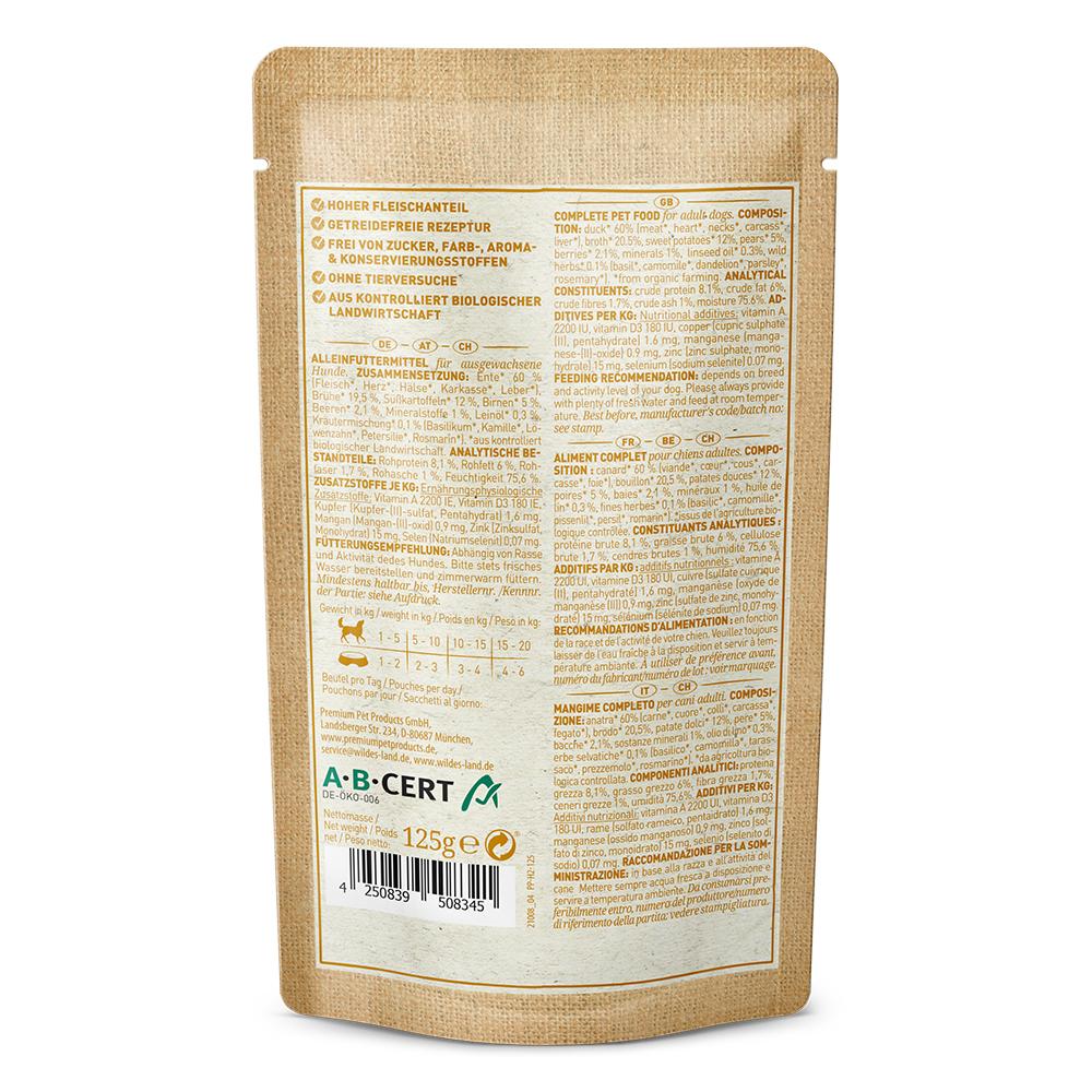 petspremium Wildes Land Ente mit Süßkartoffeln Birnen & Beeren BIO Adult Nassfutter 10 x 125 g Sonderangebote