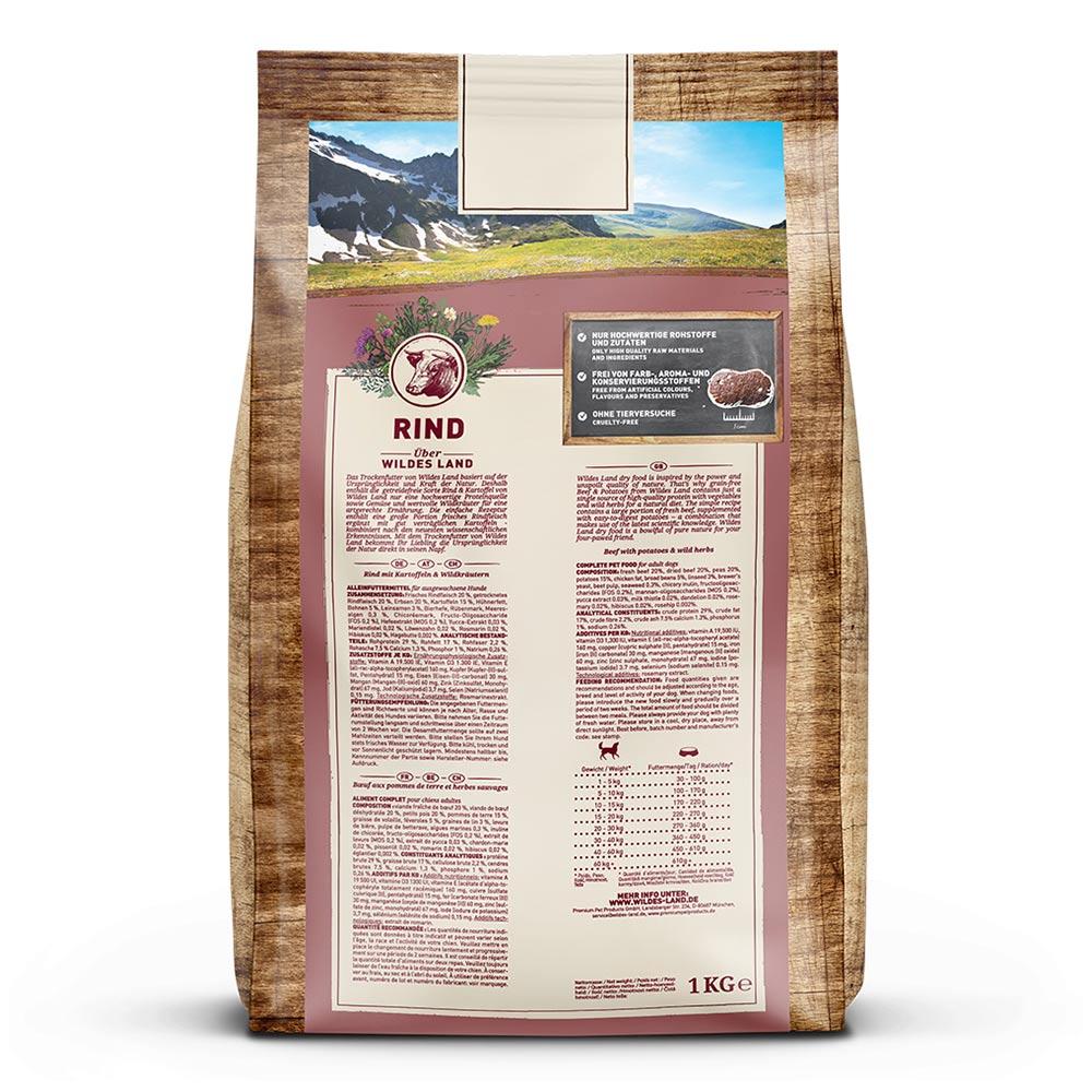 petspremium Wildes Land Rind mit Kartoffeln und Wildkräutern Classic Adult Trockenfutter 4 x 1 kg Wochenangebot