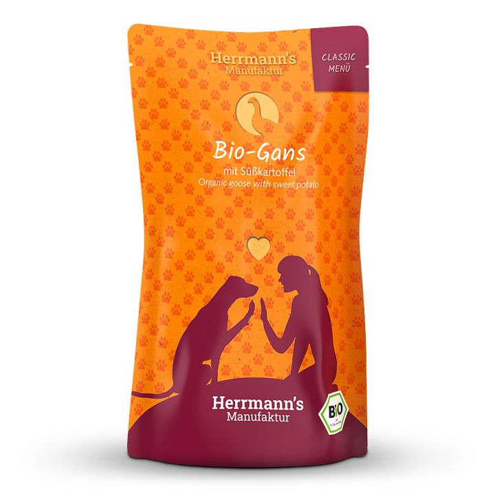 petspremium Herrmann's Bio-Gans mit Süßkartoffeln Classic Nassfutter 12 x 130 g
