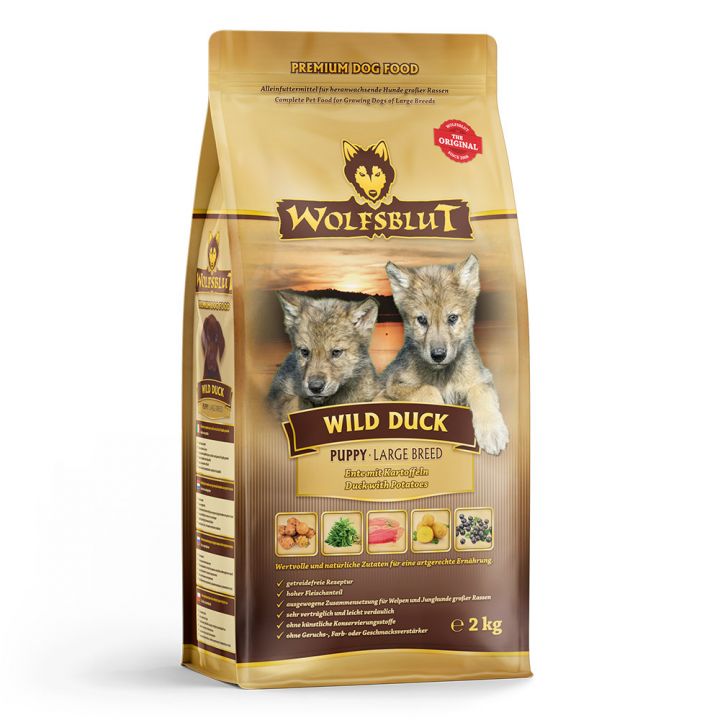 petspremium Wolfsblut Wild Duck - Ente und Kartoffel Large Breed Puppy Trockenfutter 2 kg