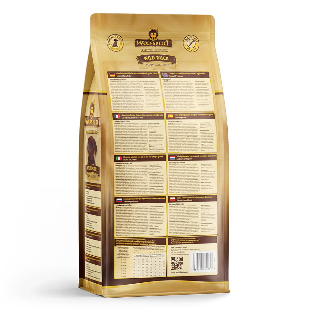 petspremium Wolfsblut Wild Duck - Ente und Kartoffel Large Breed Puppy Trockenfutter 2 kg Super Rabatt
