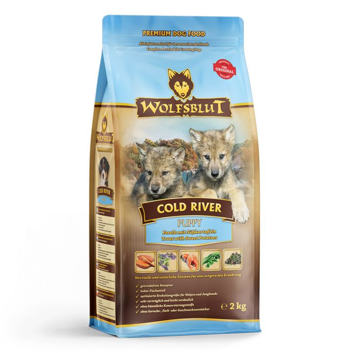 petspremium Wolfsblut Cold River - Forelle und Süßkartoffel Puppy Trockenfutter 2 kg