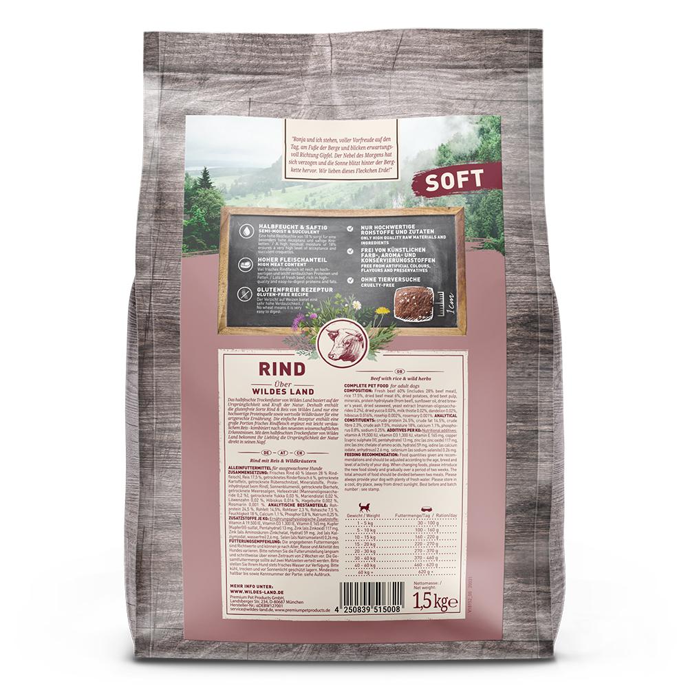petspremium Wildes Land Rind mit Reis und Wildkräutern Soft Adult Trockenfutter 1 5 kg Clearance-Verkauf