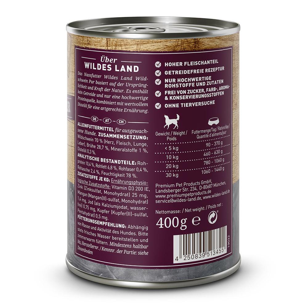 petspremium Wildes Land Wildschwein mit Distelöl PUR Adult Nassfutter 6 x 400 g Black Friday Preise
