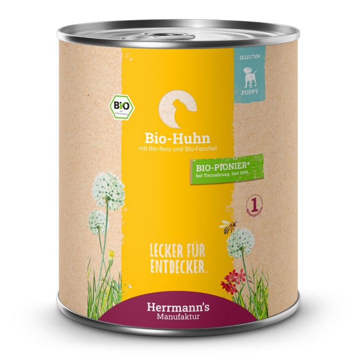 petspremium Herrmann's Bio Huhn mit Reis und Fenchel 6 x 800 g