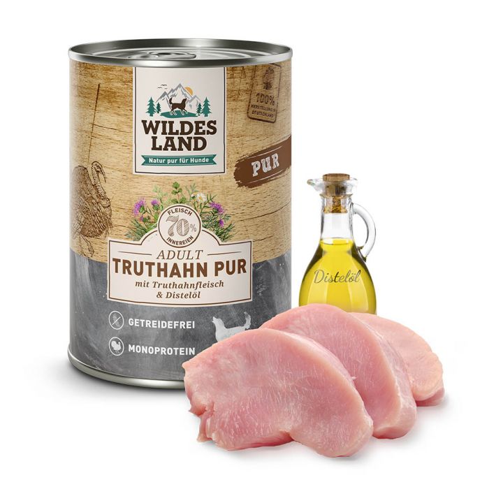 petspremium Wildes Land Truthahn mit Distelöl PUR Adult Nassfutter 6 x 400 g