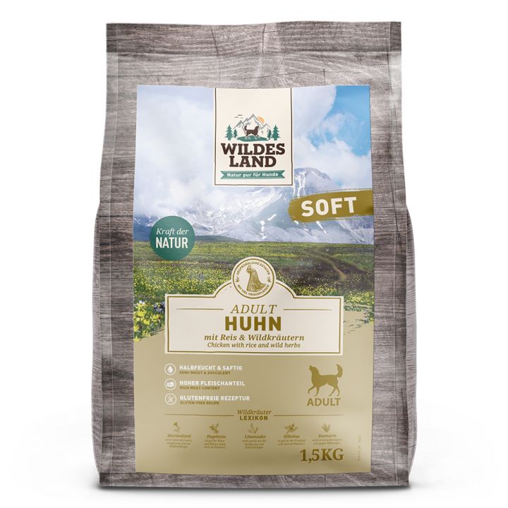 petspremium Wildes Land Huhn mit Reis und Wildkräutern Soft Adult Trockenfutter 1 5 kg