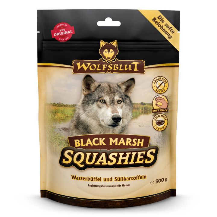 petspremium Wolfsblut Black Marsh - Wasserbüffel und Süßkartoffel Squashies Snack 6 x 300 g