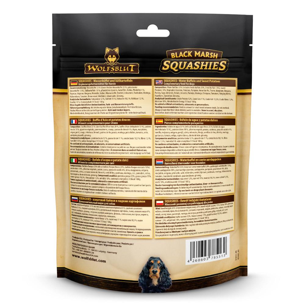 petspremium Wolfsblut Black Marsh - Wasserbüffel und Süßkartoffel Squashies Snack 6 x 300 g Großer Ausverkauf