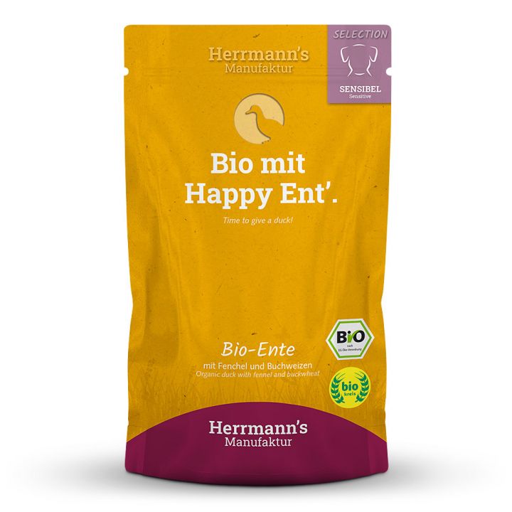 petspremium Herrmann's Bio Ente mit Fenchel und Buchweizen Selection Sensible Nassfutter 15 x 150 g