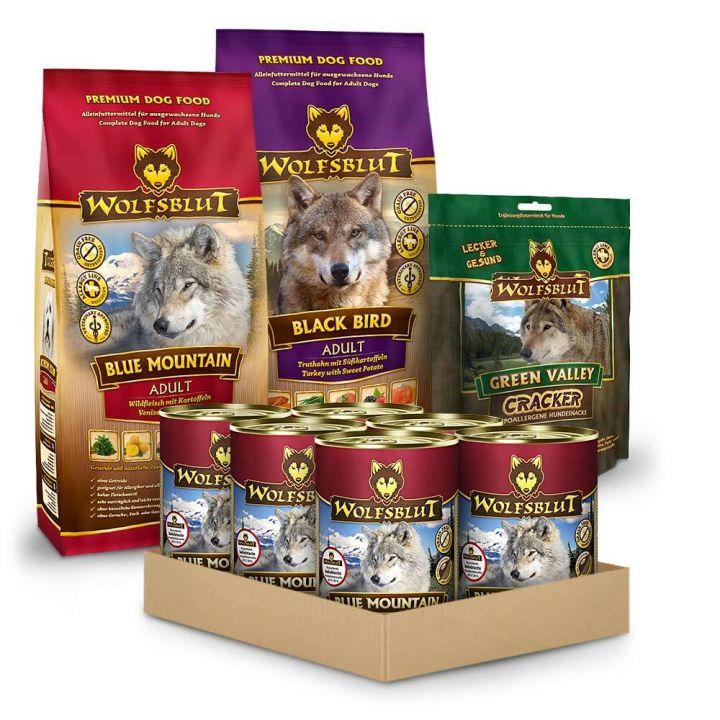 petspremium Wolfsblut Probierpaket Nassfutter & Trockenfutter Adult Trockenfutter 1 Paket