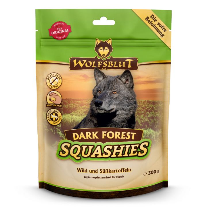 petspremium Wolfsblut Dark Forest - Wild und Süßkartoffel Squashies Snack 6 x 300 g
