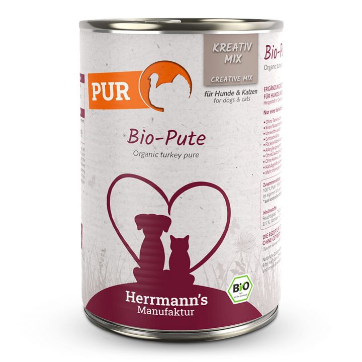petspremium Herrmann's Kreativ-Mix Bio Pute Reinfleisch 6 x 400 g Letzte 2 Tage
