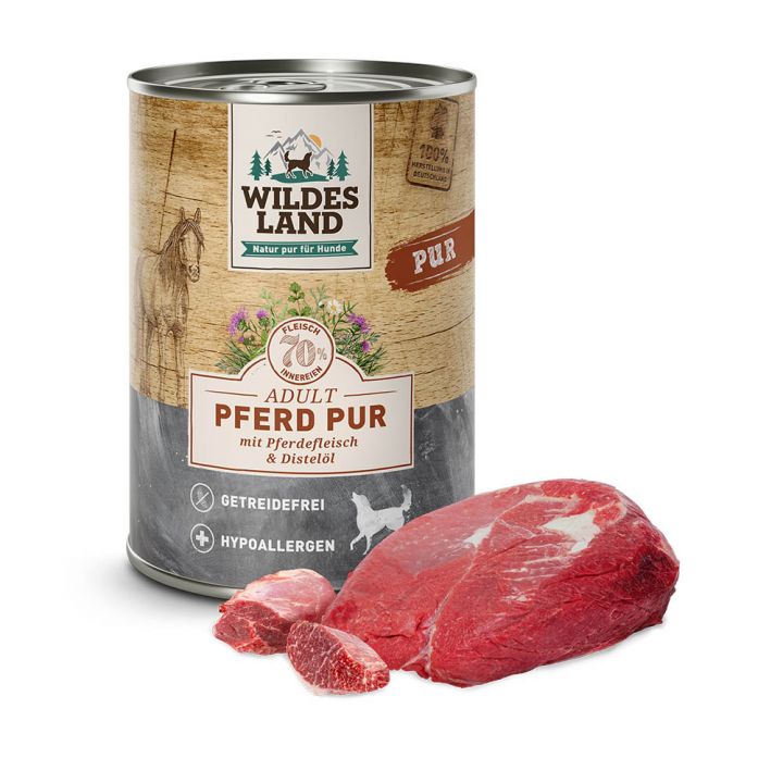 petspremium Wildes Land Pferd mit Distelöl PUR Adult Nassfutter 6 x 400 g