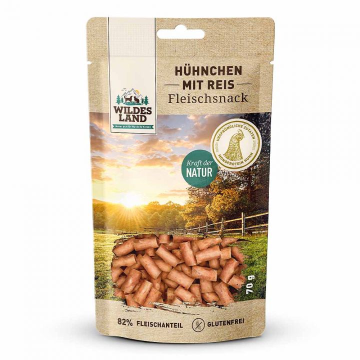 petspremium Wildes Land Hühnchen mit Reis Fleischsnacks Snack 7 x 70 g
