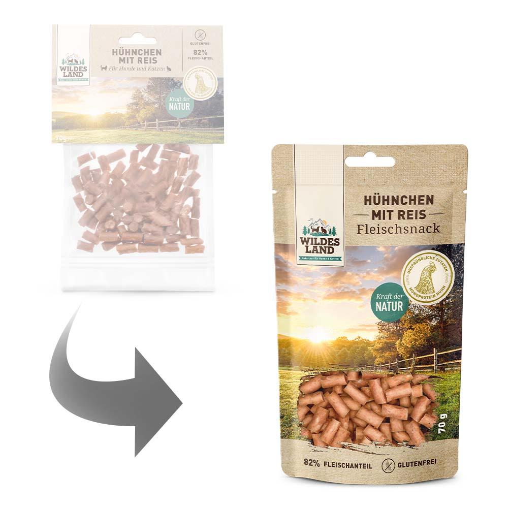 petspremium Wildes Land Hühnchen mit Reis Fleischsnacks Snack 7 x 70 g Speichern exportieren
