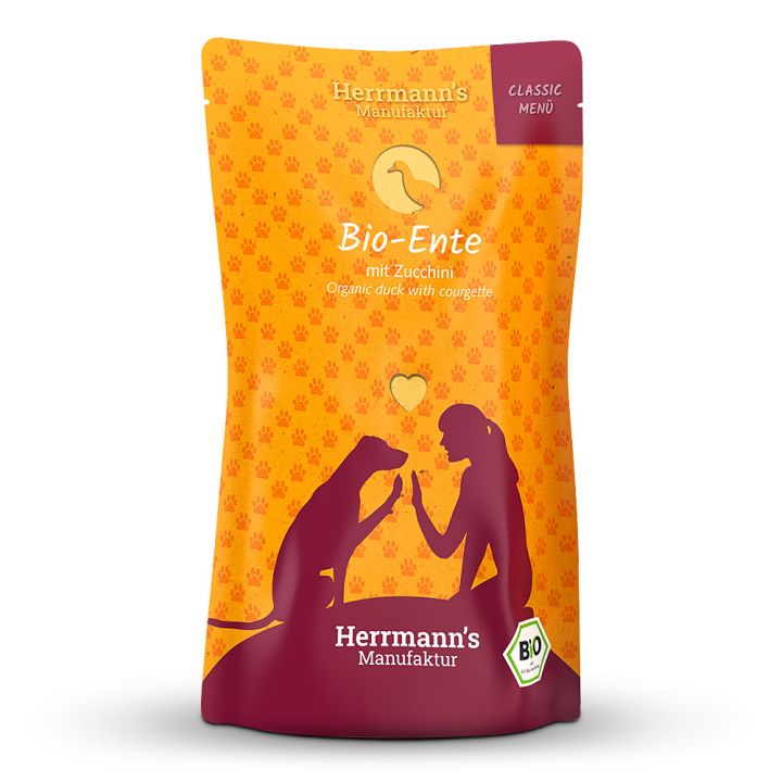 petspremium Herrmann's Bio-Ente mit Zucchini Classic Nassfutter 12 x 130 g