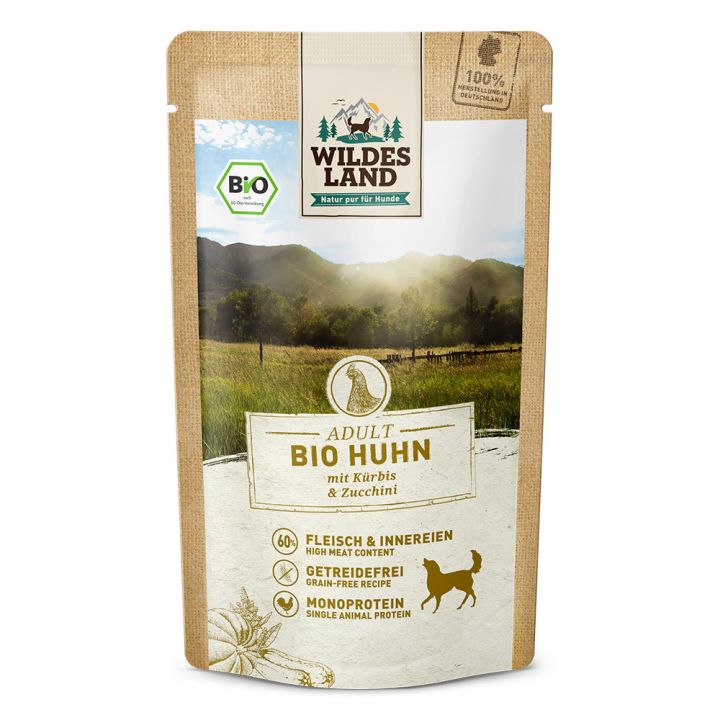 petspremium Wildes Land Huhn mit Kürbis & Zucchini BIO Adult Nassfutter 10 x 125 g