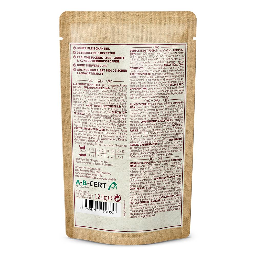 petspremium Wildes Land Rind mit Kartoffeln Karotten & Zucchini BIO Adult Nassfutter 10 x 125 g im Angebot
