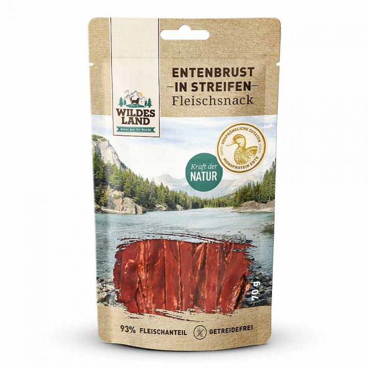 petspremium Wildes Land Entenbrust in Streifen Fleischsnacks Snack 7 x 70 g