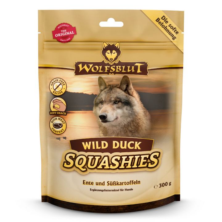 petspremium Wolfsblut Wild Duck - Ente und Süßkartoffel Squashies Snack 300 g