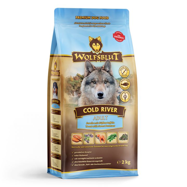 petspremium Wolfsblut Cold River - Forelle und Süßkartoffel Adult Trockenfutter 2 kg