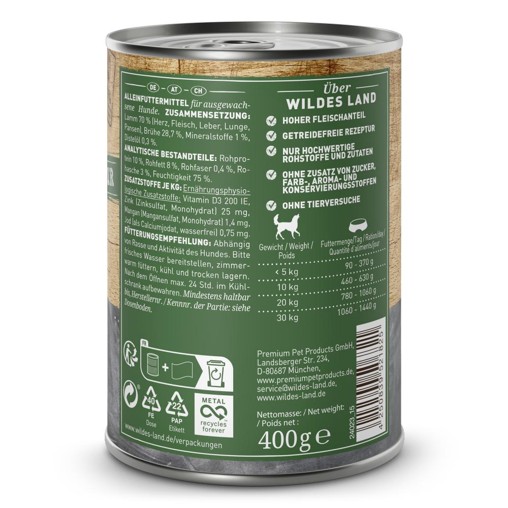 petspremium Wildes Land Lamm mit Distelöl 6 x 400 g Neueste Mode