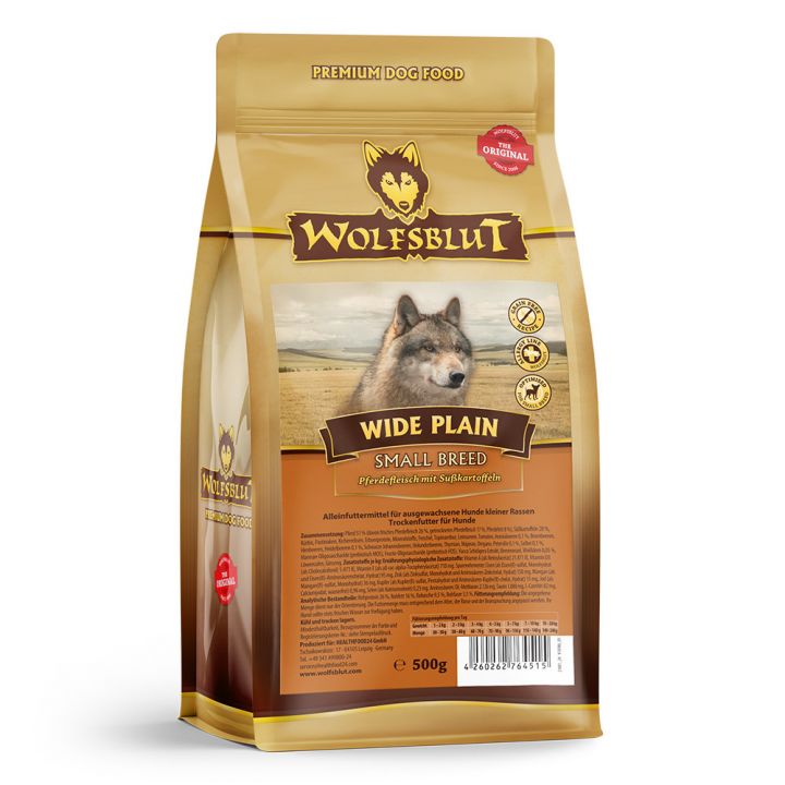 petspremium Wolfsblut Wide Plain - Pferdefleisch und Süßkartoffel Small Breed Trockenfutter 500 g