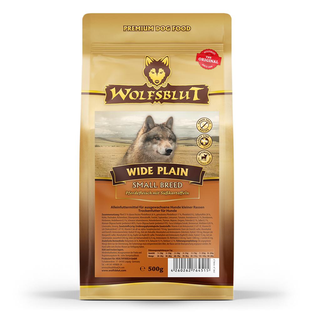 petspremium Wolfsblut Wide Plain - Pferdefleisch und Süßkartoffel Small Breed Trockenfutter 500 g Räumungsverkauf