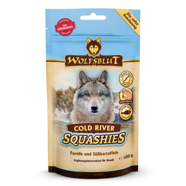 petspremium Wolfsblut Cold River - Fisch und Süßkartoffel Squashies Snack 100 g