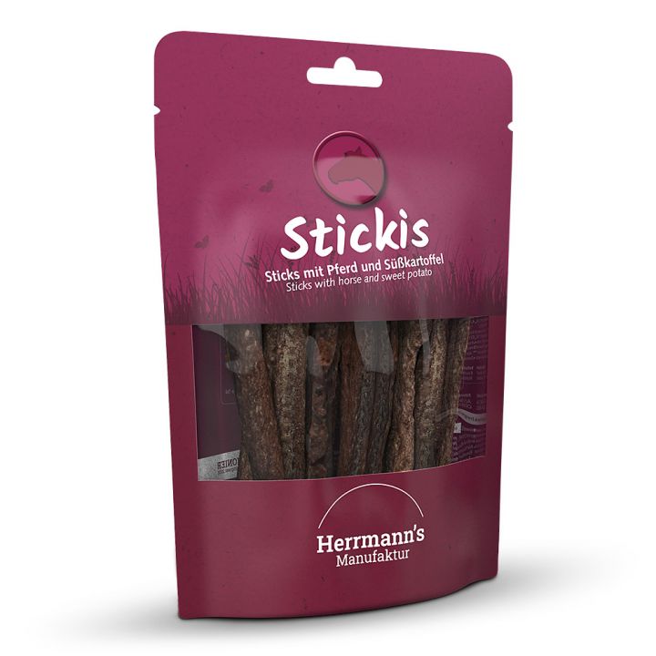 petspremium Herrmann's Pferd mit Süßkartoffeln Stickis Snack 80 g