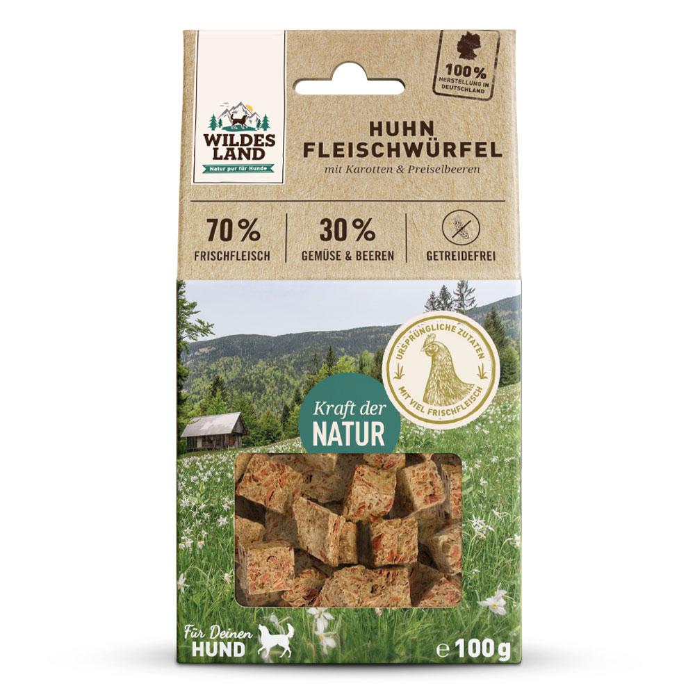 petspremium Wildes Land Huhn Fleischwürfel Snack 100 g Super Sparpreis
